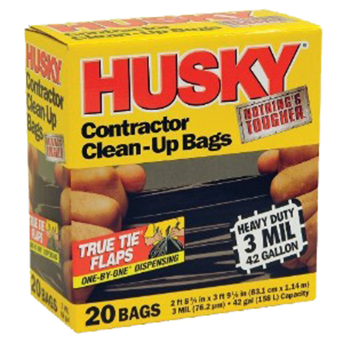 Husky Contractors Trash Bag-Black, 20 ct, 42 gal