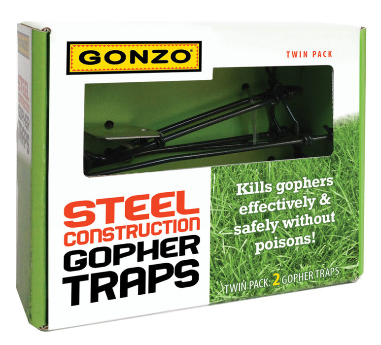 Gonzo Steel Contruction Gopher Traps-Black, 2 pk