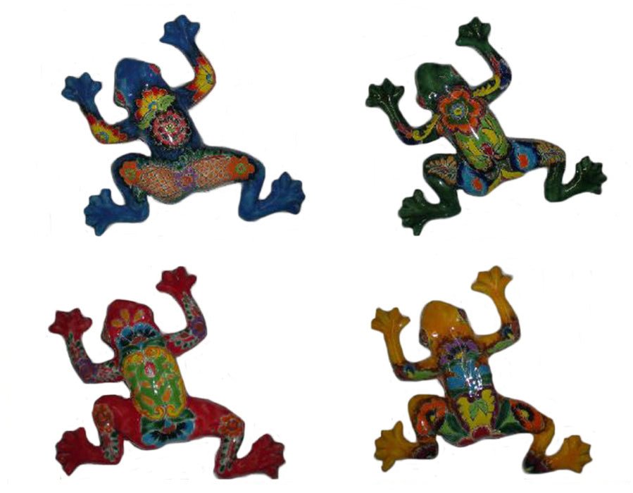 Talavera Frog Hanger Sets-Blue/Green/Red/Yellow, 10 in