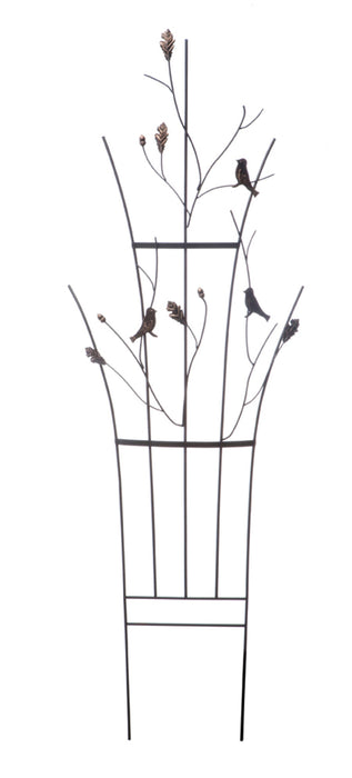 Panacea Curved Leaf & Bird Trellis-Black/Brushed Bronze, 72In X 24In X 4 in