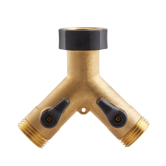 Gilmour Pro Hi Flow Dual "Y" Shut-Off Valve Brass-Gold, 7.75In X 5.75In X 1.88 in