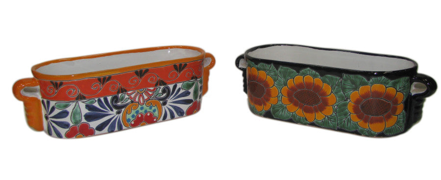 Talavera Window Boxes-Santa Fe Mexico Calla Lily & Sunflower, 13 in