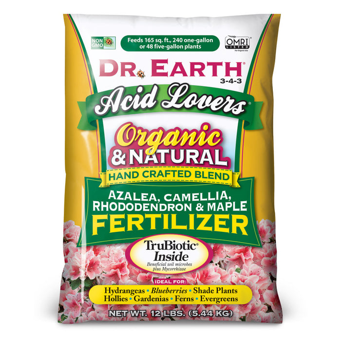 Dr. Earth Acid Lovers Premium Azalea, Camellia, Rhododendron & Maple Fertilizer 3-4-3-12 lb