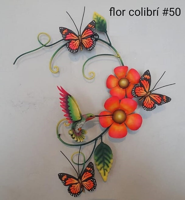 Talavera Metal Art Hummingbird And Flower #50-One Size