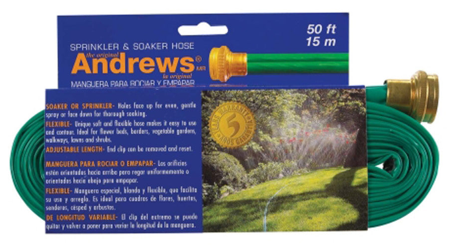 Andrews Two Tube Sprinkler Hose-Green, 50 ft