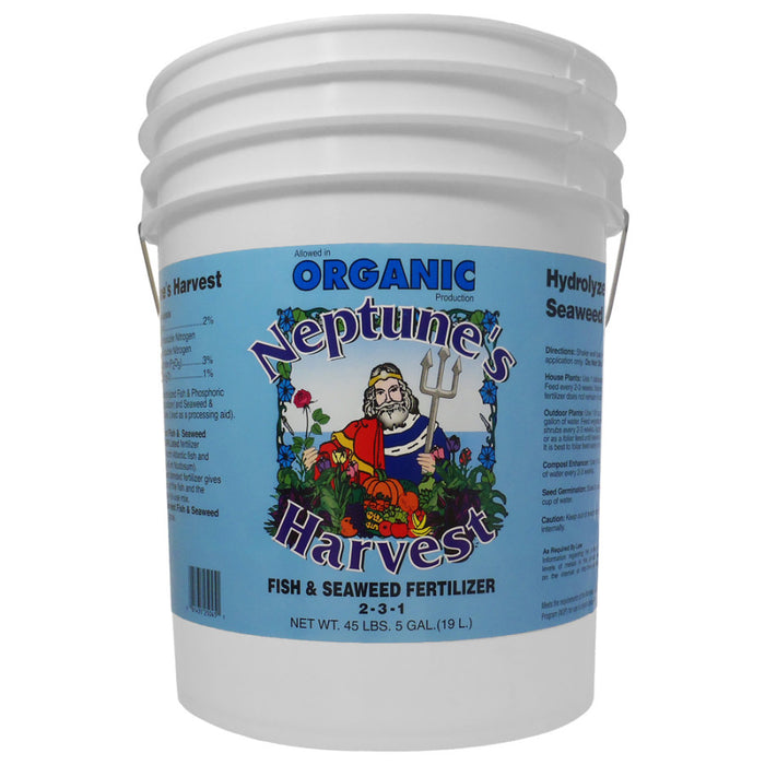 Neptune's Harvest Fish & Seaweed Blend Fertilizer Organic 2-3-1-5Gal Pail