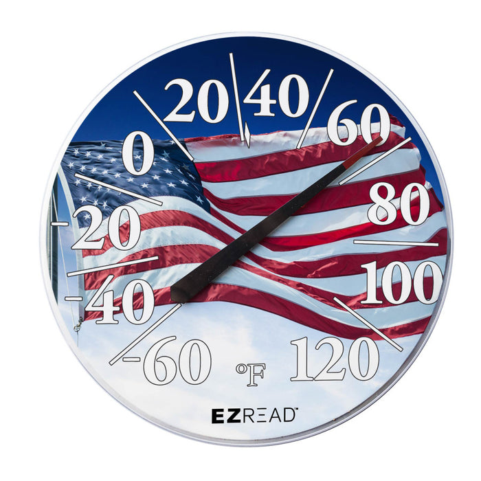 E-Z Read Dial Thermometer-with Flag, Red/White/Blue, 12.5 in