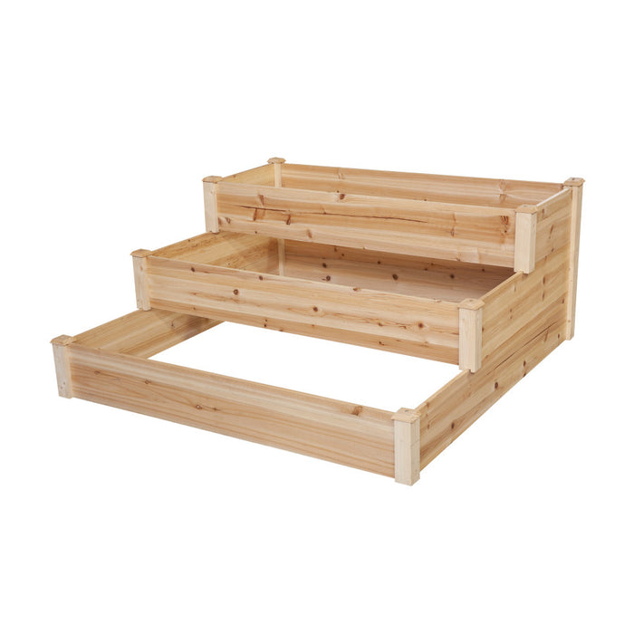 Panacea Three-Tier Stair Step Cedar Raised Garden Bed-48In (L) X 22In (H) X 48In (D)