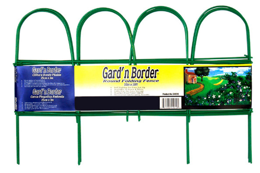 Garden Zone Gard'n Border Round Folding Fence-Green, 10In X 10 ft