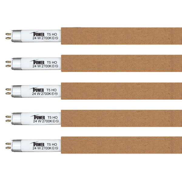 iPower 5 Pack 2FT 2700K 24W T5 Fluorescent Grow Lamp Light Bulbs