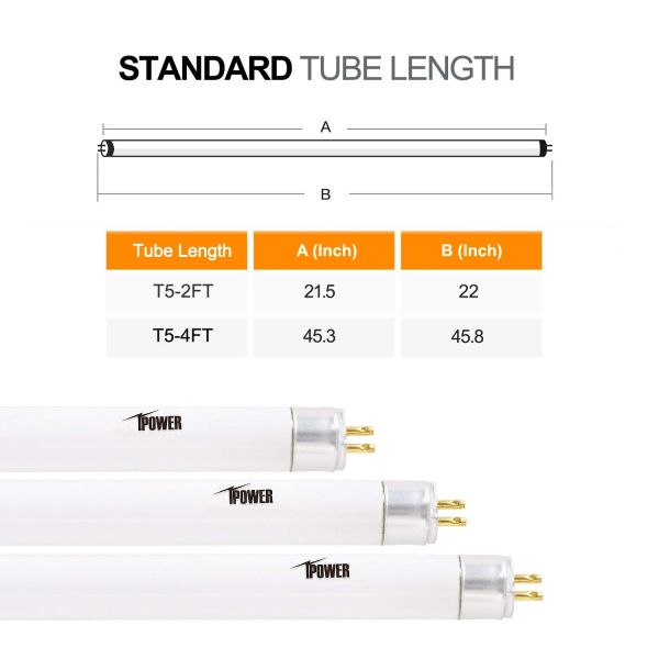 iPower 5 Pack 2FT 2700K 24W T5 Fluorescent Grow Lamp Light Bulbs