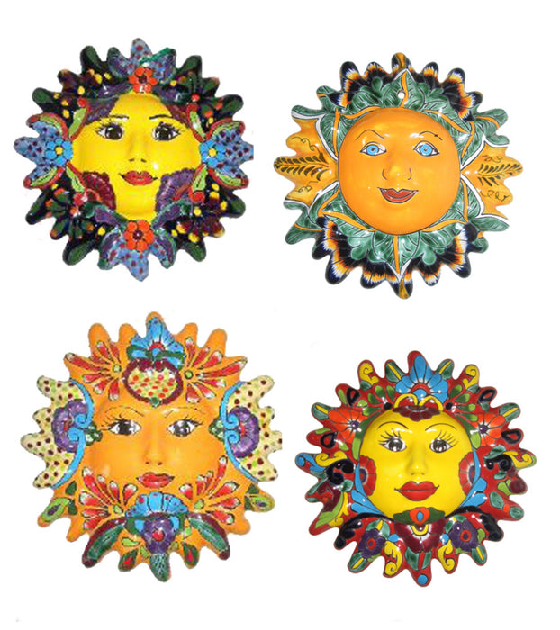 Talavera Sun Hanger Set-Blue/Green/Red/Yellow, 12 in