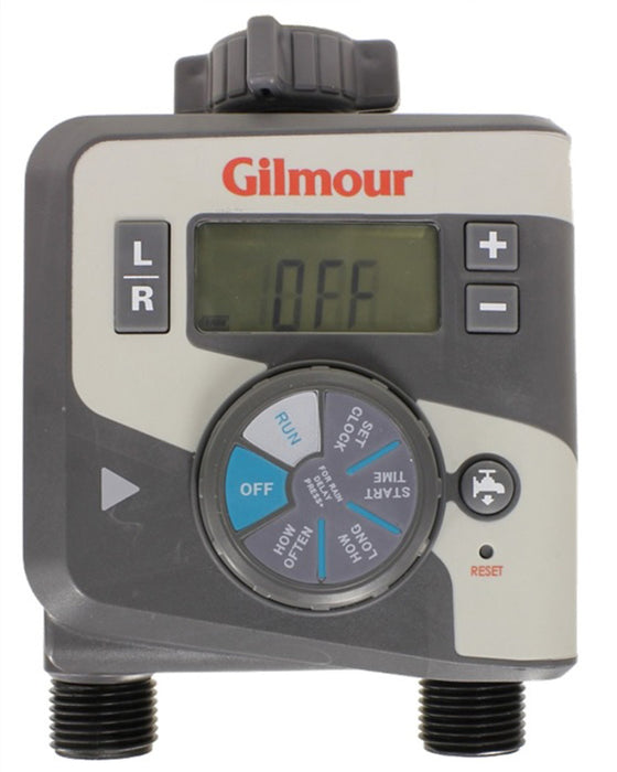 Gilmour Electronic Water Timer Dual Outlet-Grey, 2In X 7.13In X 9 in