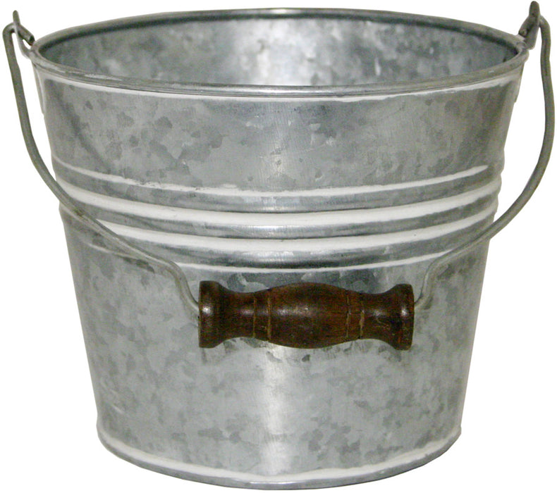 Robert Allen Banded Planter w/Handle-Galvanized White Wash, 6 in