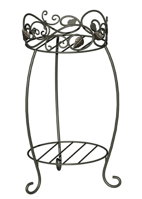 Panacea Double Plant Stand Scroll & Ivy-Black, 21.5 in