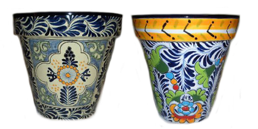 Talavera Flower Pots-Bicentenario Laurel, XL, 12 in