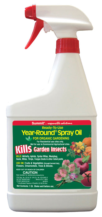 Summit Year-Round Spray Oil Kills Garden Insects Ready to Use-32 oz