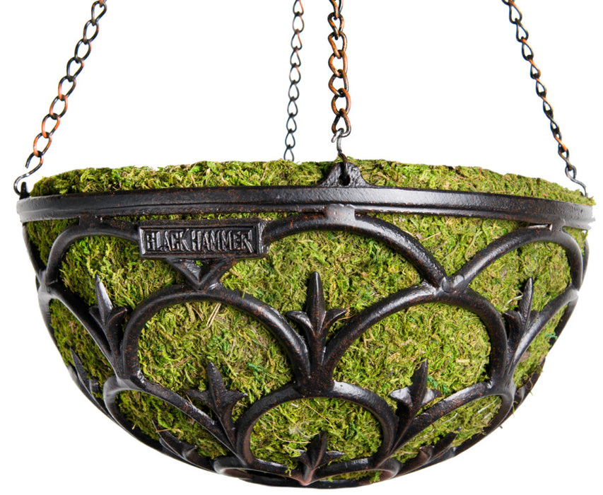 Supermoss Hammer Hanging Basket-Somerset Round, Black, 14 in