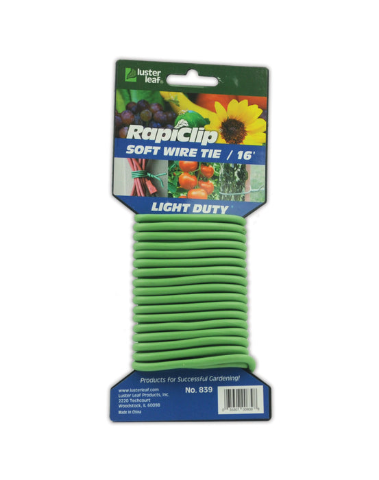 Luster Leaf Rapiclip Soft Wire Twist Tie Light Duty-Green, 16 ft