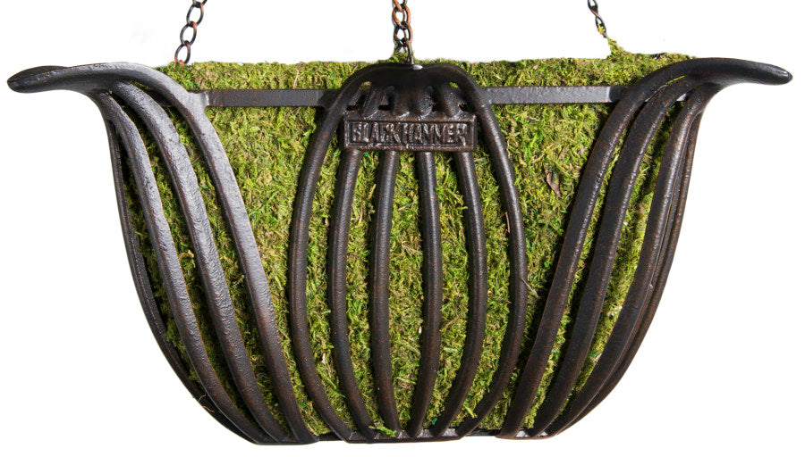 Supermoss Hammer Hanging Basket-Leeds Square, Black, 14 in