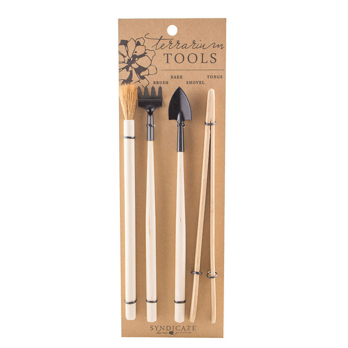 Syndicate Terrarium Tool Kit Rake Shovel Brush Tweezers-Brown