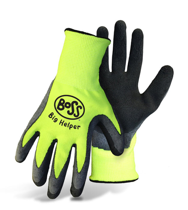 Boss Kids Big Helper High-Vis Polyester Knit Latex Palm Glove-Ages 9-12