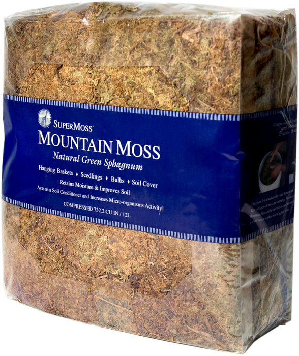 Supermoss Mountain Moss Dried Natural Sphagnum-Green, 536Cuin Bale