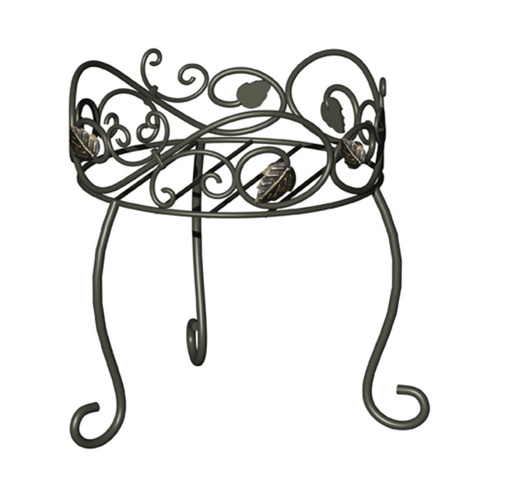 Panacea Plant Stand Scroll & Ivy-Black, 11.5 in